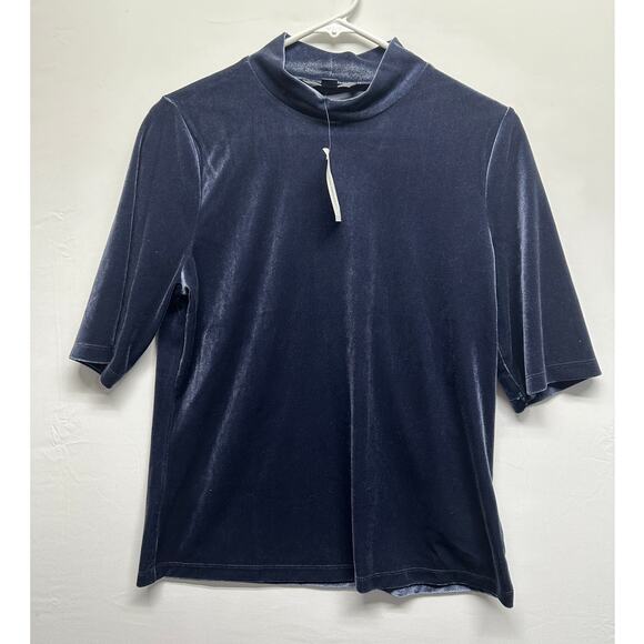 Banana Republic Tops - NWT Banana Republic Velvet Mock Neck 3/4 Sleeve Blue Classy Old Money‎ Preppy